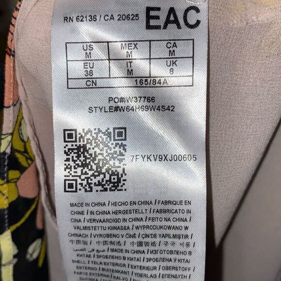 Guess Women's Multicolor Floral Cold Shoulder Sheer Sleeve V-Neck Blouse Medium - Picture 5 of 7